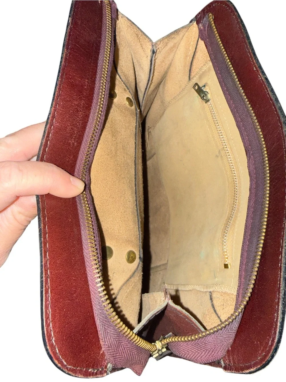 Vintage Women's Top-Handle Leather Tote in Deep Burgundy